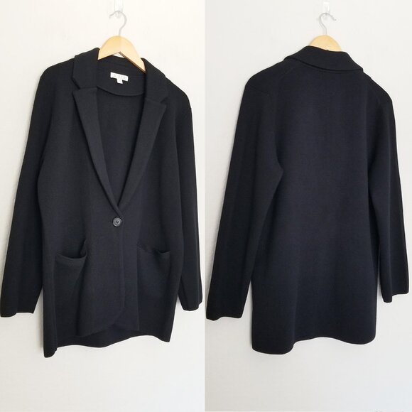 J.Crew Cecile Relaxed Sweater-Blazer Cardigan Jacket M Black Wool Blend BF013 - Picture 16 of 16